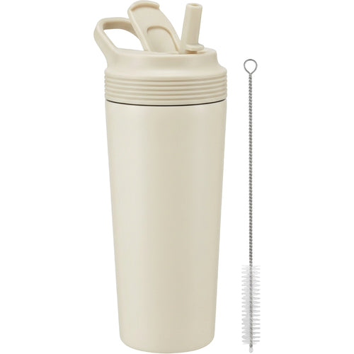 Xmkpb Protected-Straw Flip-Lid Double-Wall Travel Tumbler 20 oz Sage Cream - Product view